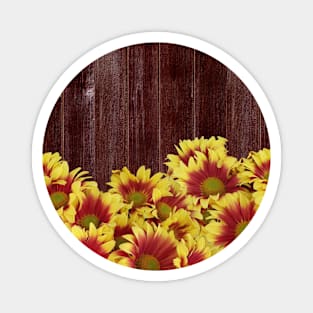 Autumn Sunflowers on Rustic Wooden Fence Magnet